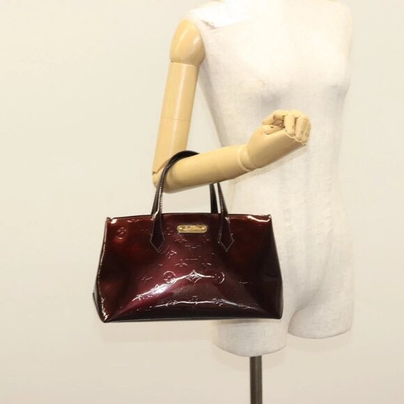 LOUIS VUITTON Monogram Vernis Wilshire PM Hand Bag Amarante - Picture 1 of 15